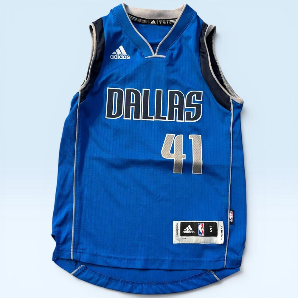 Dallas Mavericks Jersey Boys Small Blue NBA Basketball Adidas Dirk Nowitzki 41